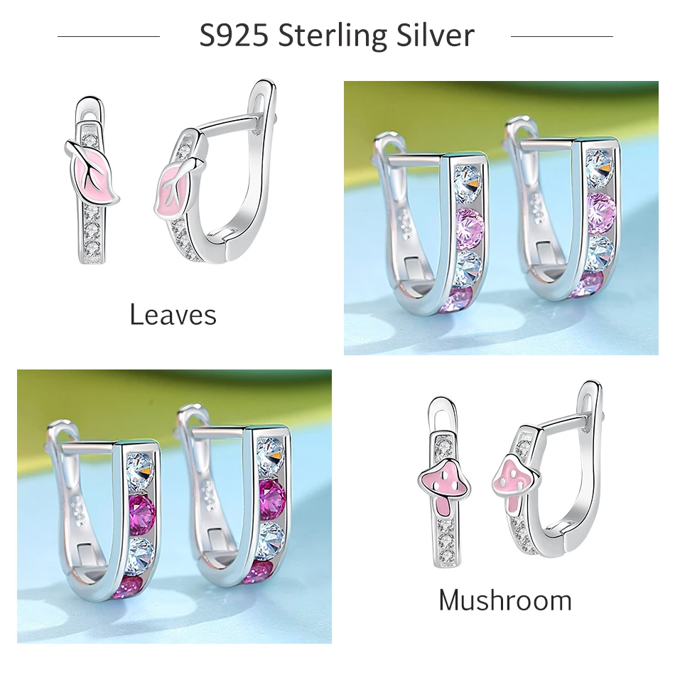 Маленькие серьги гвоздики из 100% серебра 925 пробы с розовой и красной эмалью