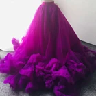 Пышная Тюлевая юбка с оборками для женщин, фиолетовое бальное платье, Длинные свадебные юбки со шлейфом, макси юбка-пачка, фотография на заказ