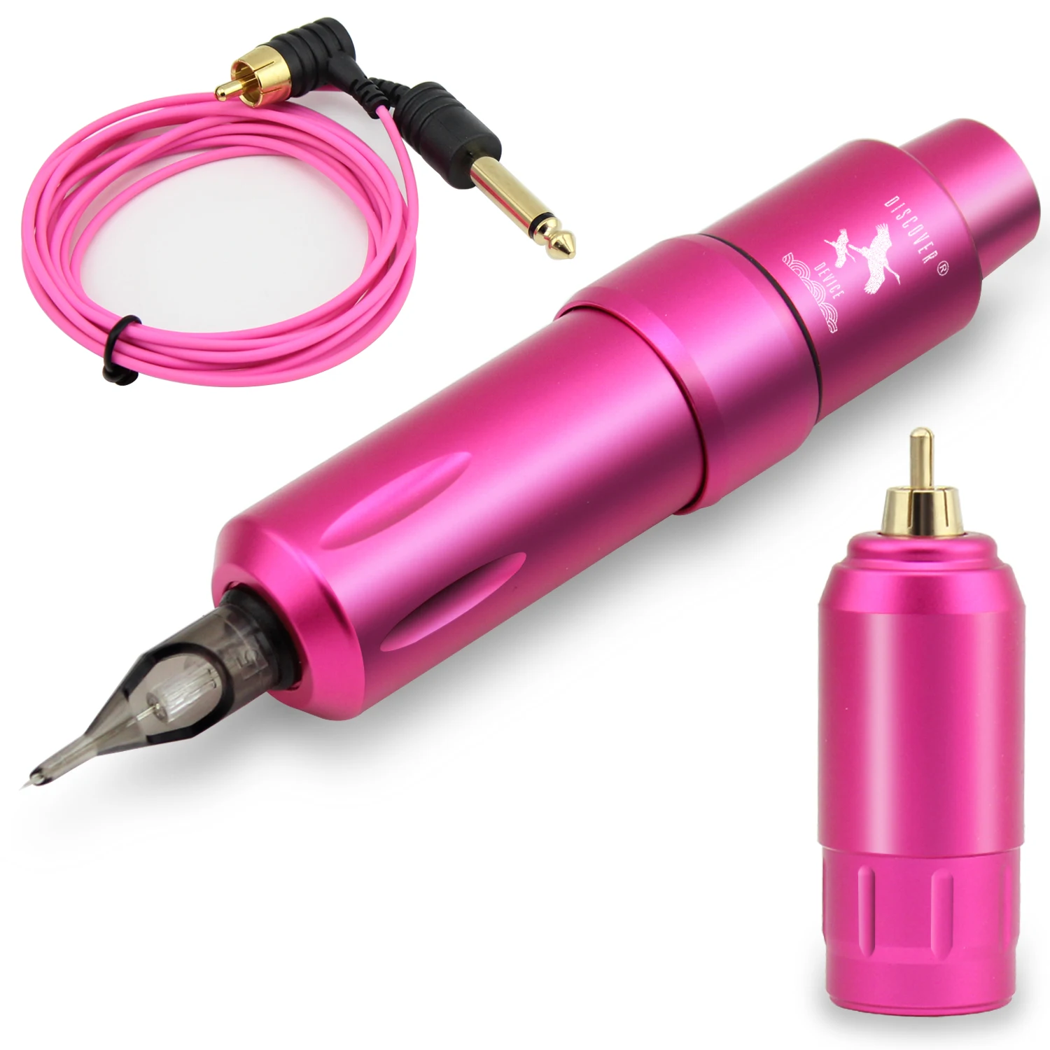 11000rpm CNC Aluminum Pink Led Light Tattoo Pen Machine with Battery Power Supply