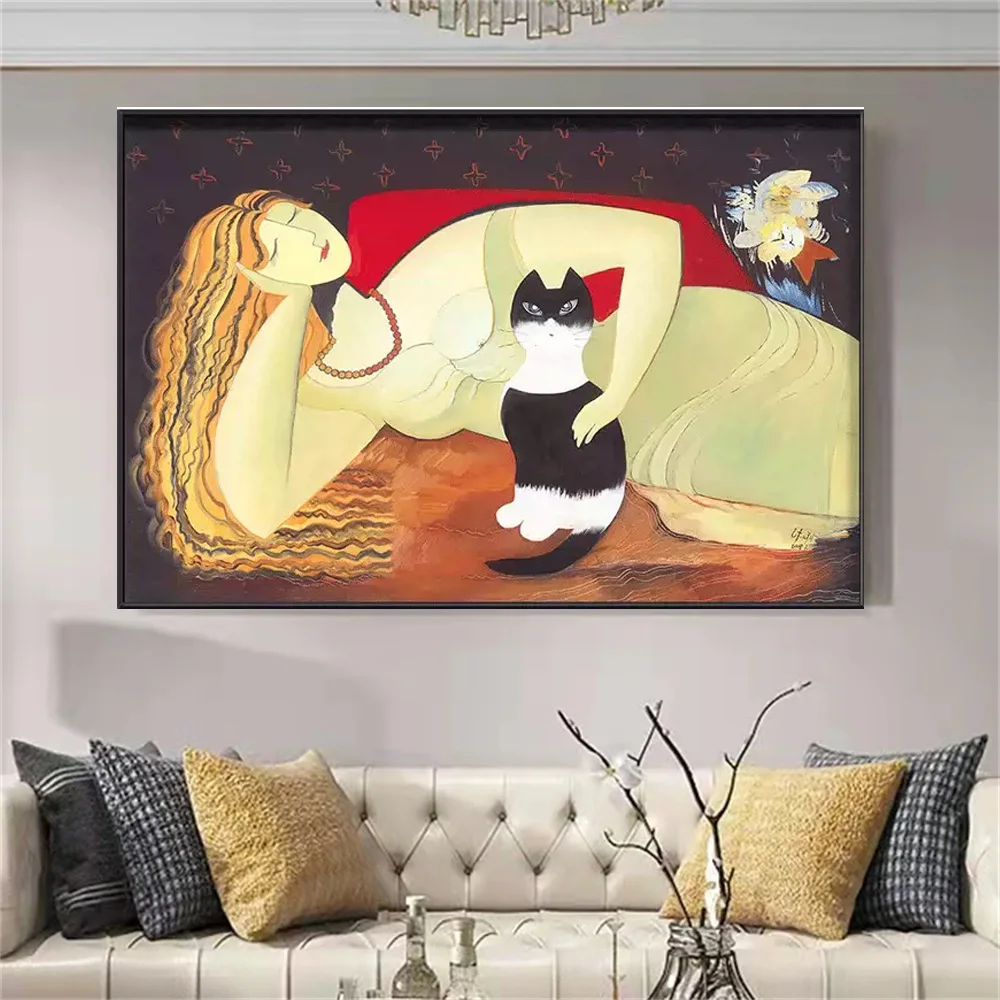 

Hand-painted retro abstract oil painting restaurant entrance hallway decorative painting character hanging painting wall picture