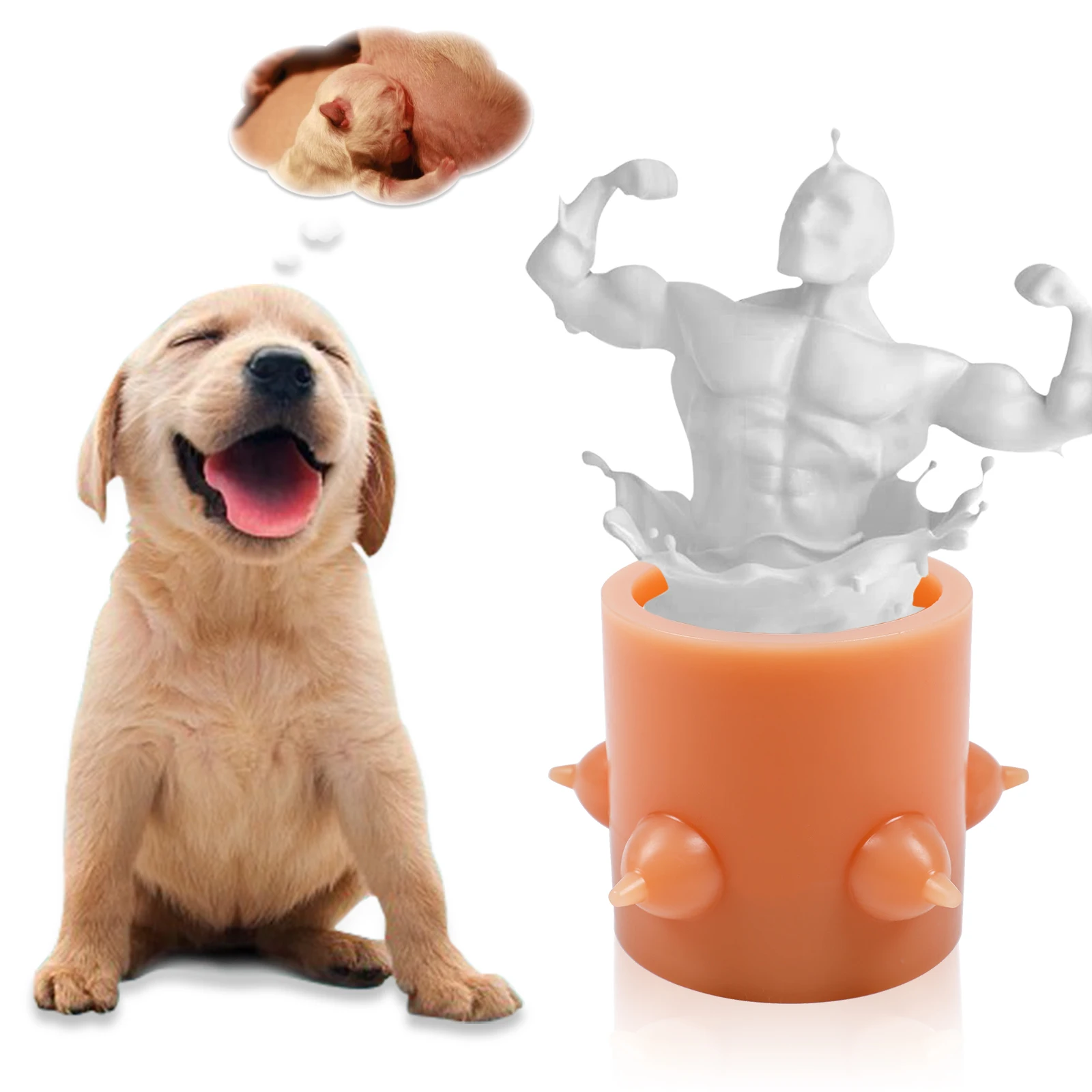 Alimentador de leche para perros, cachorros y gatitos pez&oacute;n para, taz&oacute;n de lactancia, estaci&oacute;n de alimentaci&oacute;n, botella, alimentador, 600ML/300ML-1
