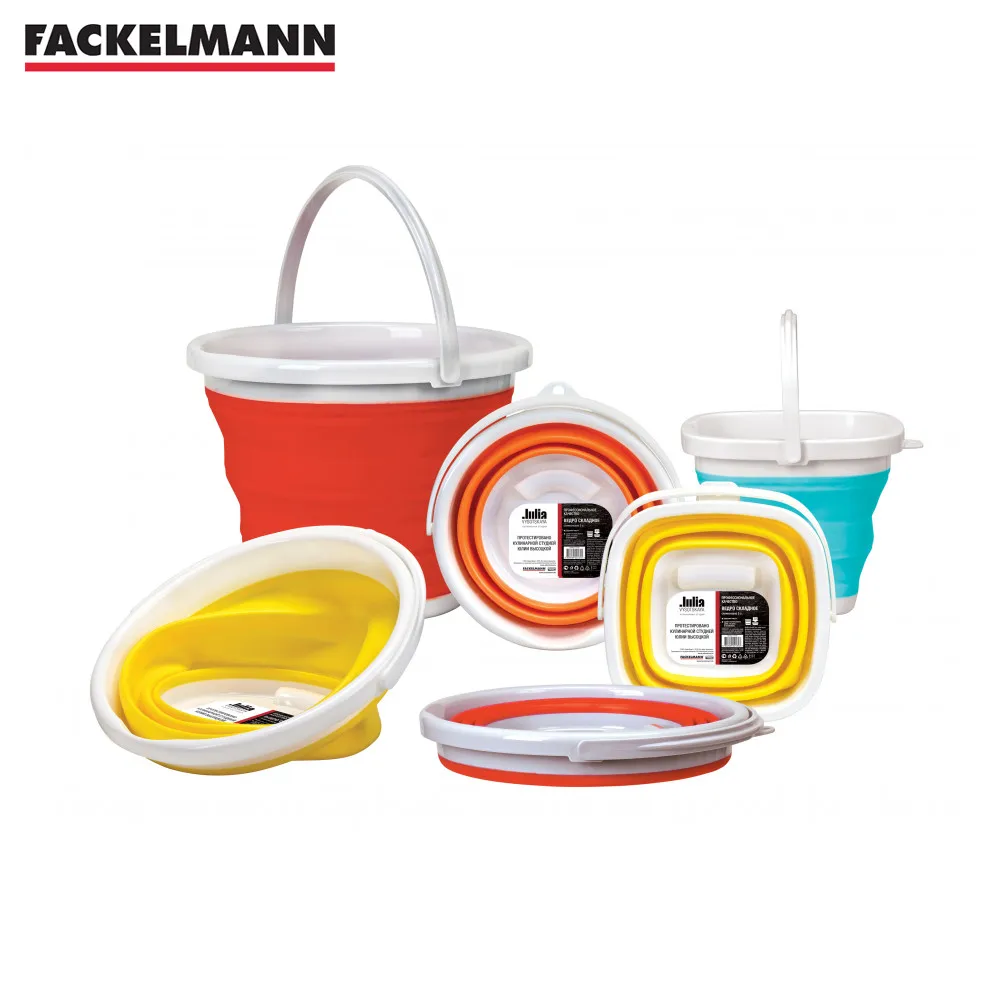 Buckets FACKELMANN 75101 Kitchen Home Garden Household Cleaning Merchandises Tools Accessories JV Julua VYSOTSKAYA silicone bucket folding round