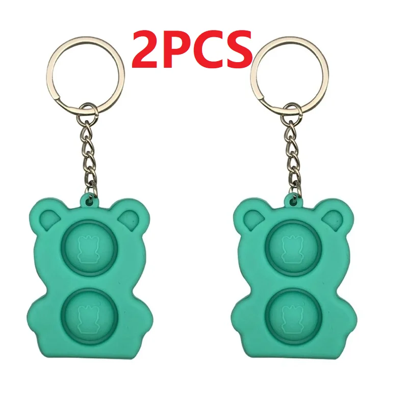 

2pcs mini simple dimple keychain its push bubble anxiety sensory fidget toy anti stress relief for autism adhd children adults