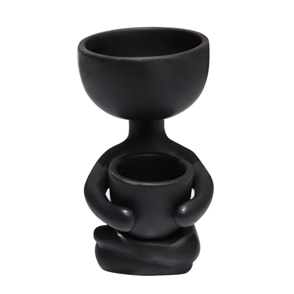 Забавный керамический цветочный горшок имитации человека маленький плантатор