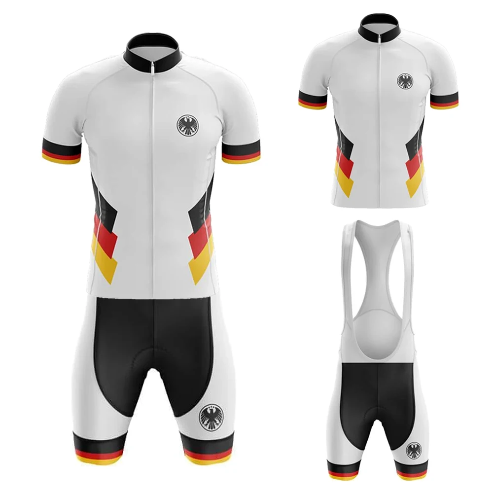 

Germany New Cycling Jersey Set Short Sleeve Bike Clothing And Bib Shorts Gel Breathable Pad Maillot Ciclismo Hombre