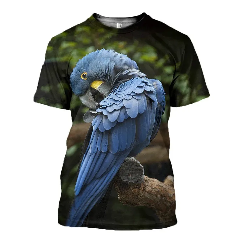 

2021 hot sale parrot figure 3d printing men's and women's short sleeve harajuku shirt casual street shirt