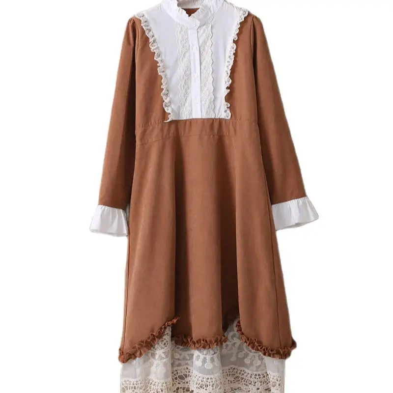 

Женское Замшевое платье в стиле «лолита», с вышивкой