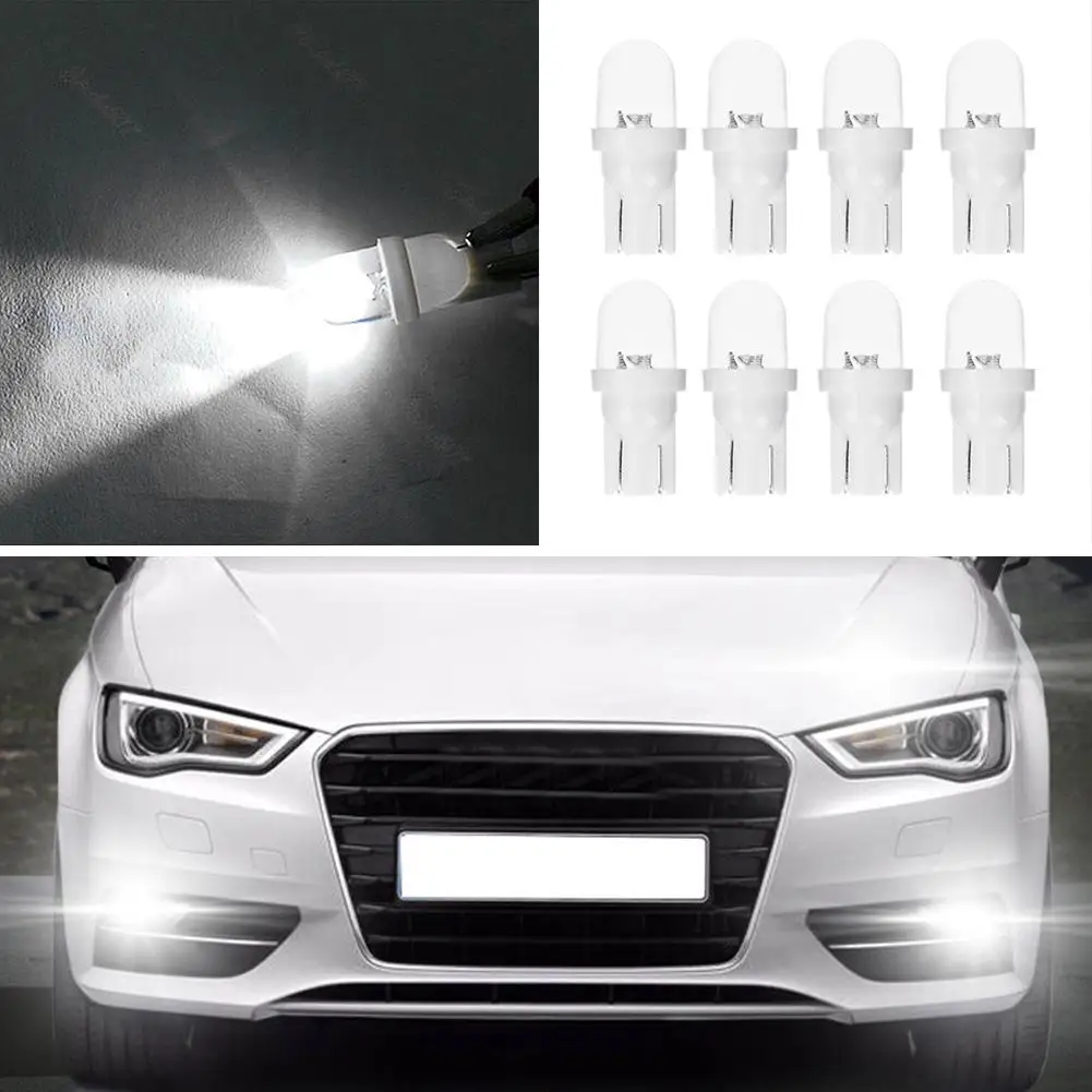

8pcs Auto Universal 12V 5W T10 W5W White LED Waterproof Licence Plate Lights Side Car Wedge Reading Light Width Lamp Bulbs