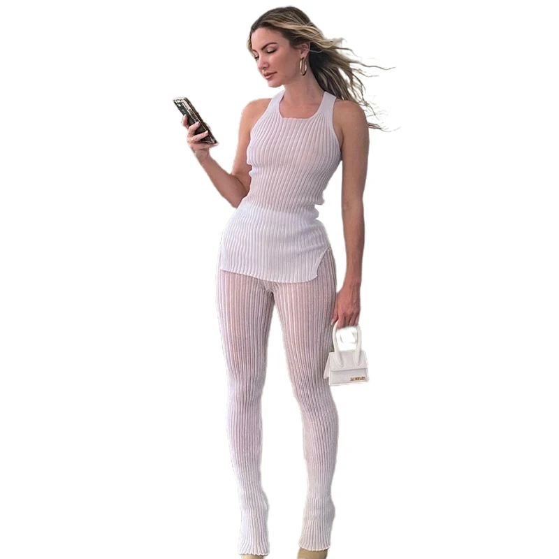 

Free Sleeveless Split T-shirt for New Women's Fashion Slim See-through Pants, Dress woman, women's clothing 2021, traf