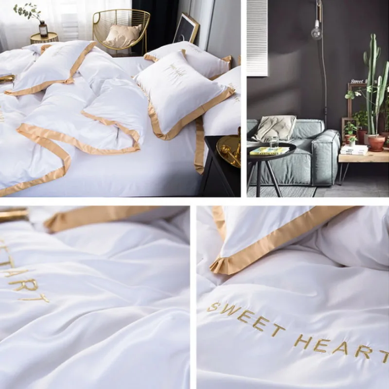 

Four-piece set Washed silk summer duvet cover bed sheet ice silk bed sheet quilt cover tencel bedding