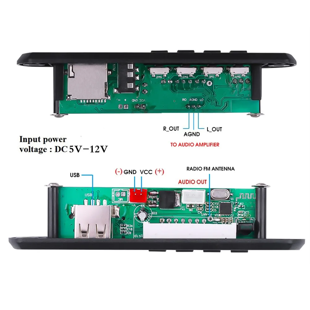 

12V Board 2*25W Decoder 87.5-107.5 MHZ Accessories Bluetooth 5.0 FM Radio
