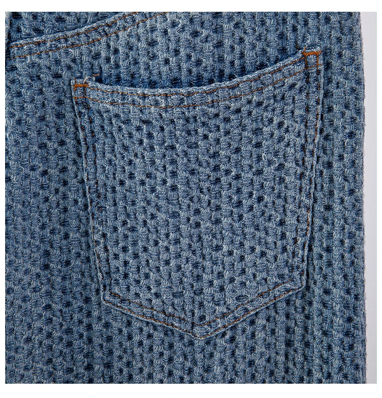 

High Street Jeans Women's High Waist Casual Denim Pants Long Trousers Woven Pattern Loose Female Wide-Leg Straight Baggy Pants