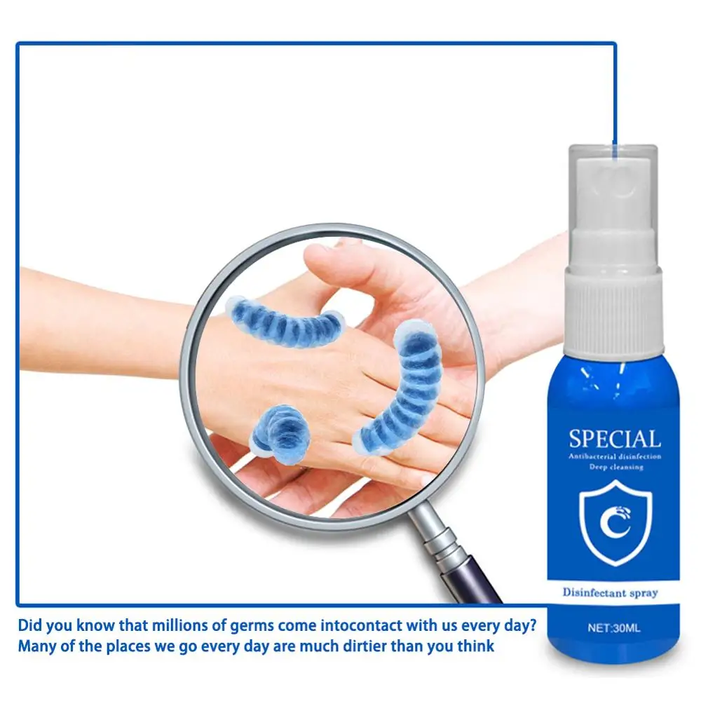 30 мл Антибактериальный дезинфицирующий спрей без алкоголя безопасный и