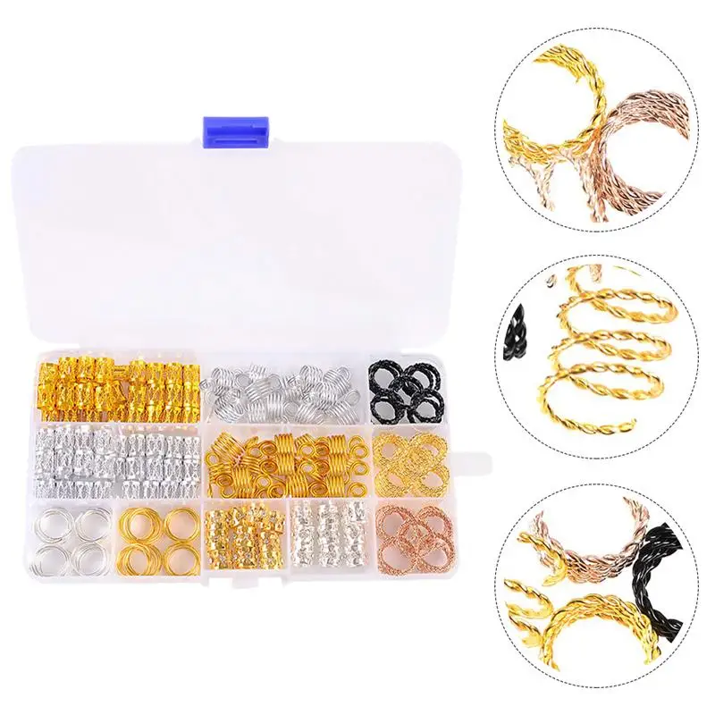 

1 Set/200PCS Dreadlocks Braiding Bead Hair Ring Dreadlocks Ring for Men Hair Women