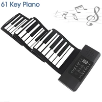 61 keys usb midi output roll up piano rechargeable electronic portable silicone flexible keyboard organ built in speakers