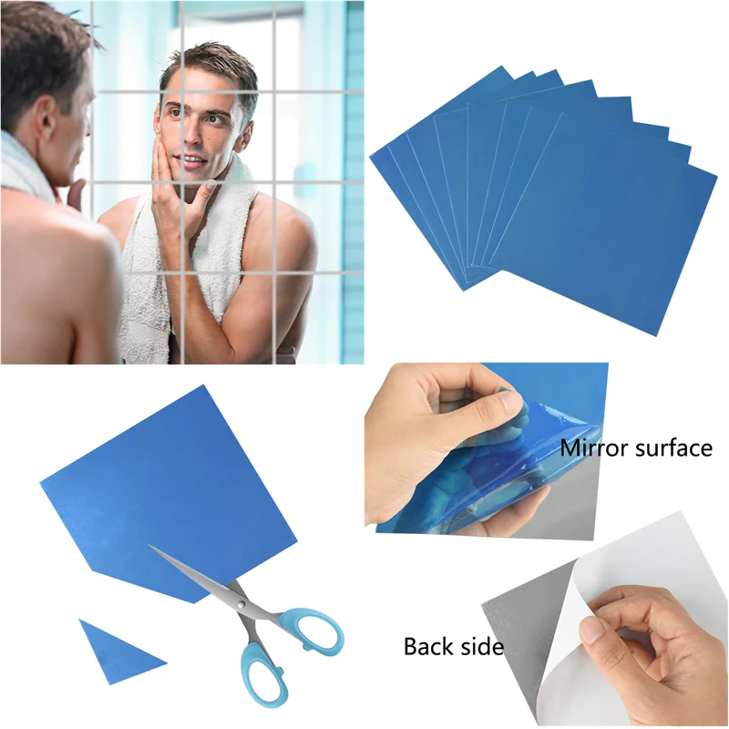 9/16/25pcs 15*15CM Mirror Wall Stickers 3D Self-adhesive Mirror Tiles DIY Bathroom Wall Decor Home Sticker Decals Decor Supplies