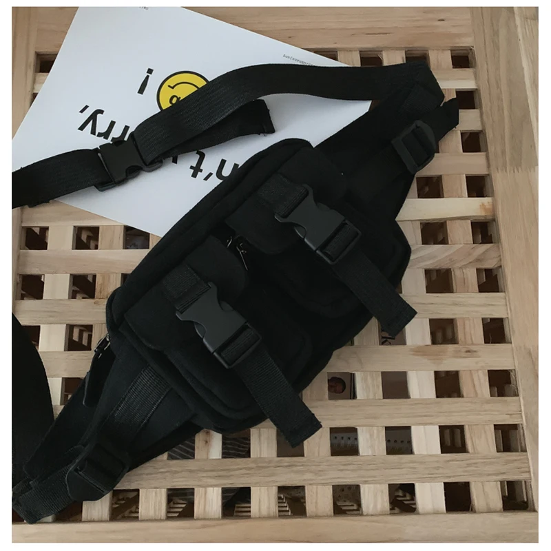 

Harajuku Canvas Waist Bag Female 2020 New Krorean Style Casual Fanny Packs for Women Fashionable Belt Bag Waist Bag Male