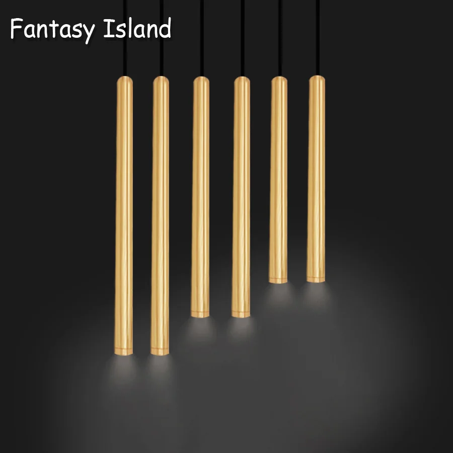 Золотистые регулируемые люстры с длинной трубкой декоративсветильник