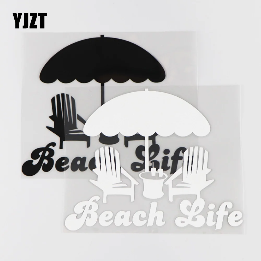

YJZT 15.8×12.8CM Beach Life Vinyl Car Sticker Decal Cartoon Decor Art Fashion Black/Silver 4C-0166