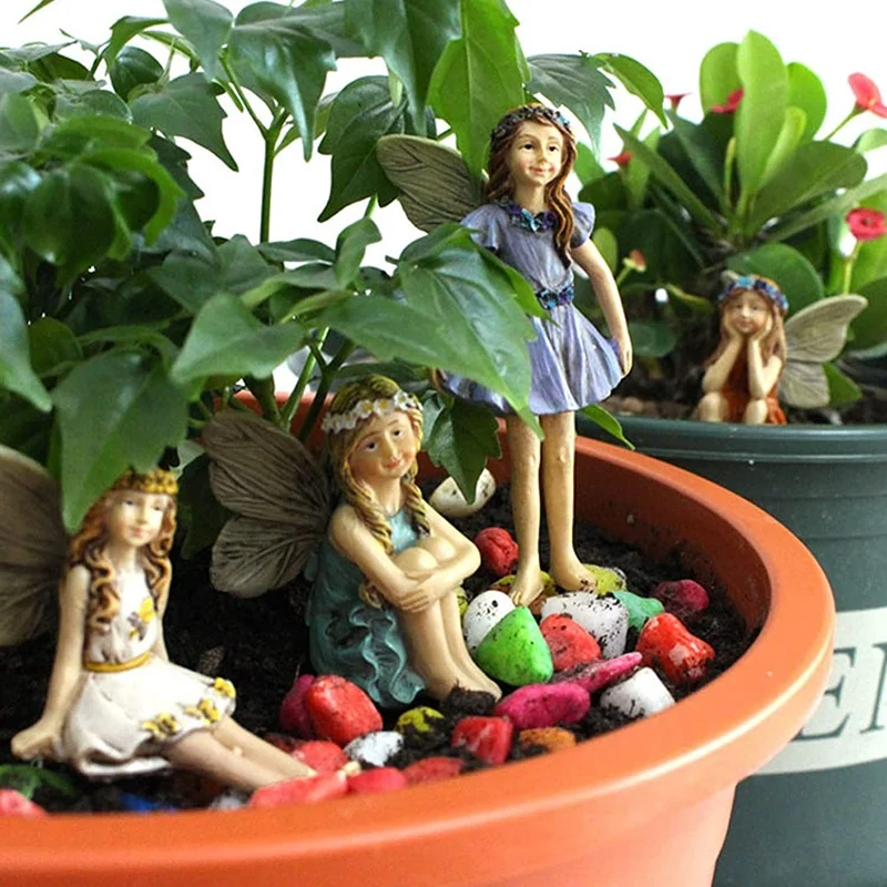 

Fairy Garden Accessories Flower Fairy Garden Miniature Fairies Figurines Girls Dollhouse Garden Ornament Accessories