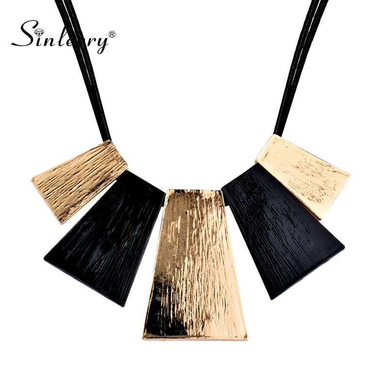 SINLEERY boho большой металлический геометрический кулон массивное ожерелье