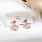 Милые женские серьги в Корейском стиле, новые модные серьги, супер фея, любовь, персик, сердце, жемчуг, кристалл, розовая сетка, красные серьги для женщин