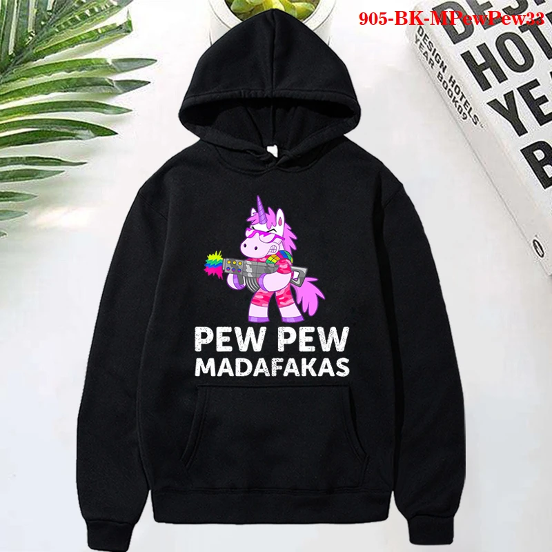 

Funny Pew Pew Madafakas Hoodie Unicorn Hoodies Men Crewneck Sweatshirts Pullovers Hoody Warm Tops Tracksuits Hooded Streetwear