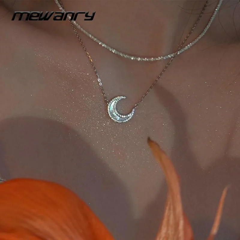 

Mewanry 925 Серебряное ожерелье для женщин в виде ракушки Луна Новые Модные Элегантные вечерние сверкающими невесты ювелирные изделия, подарок ...