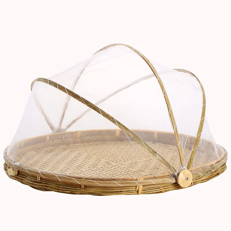 Food Serving Tent Basket Hand Woven Bamboo Dustproof-Bug-Proof Mosquitoesor Vegetable Fruits Meals Storage | Дом и сад