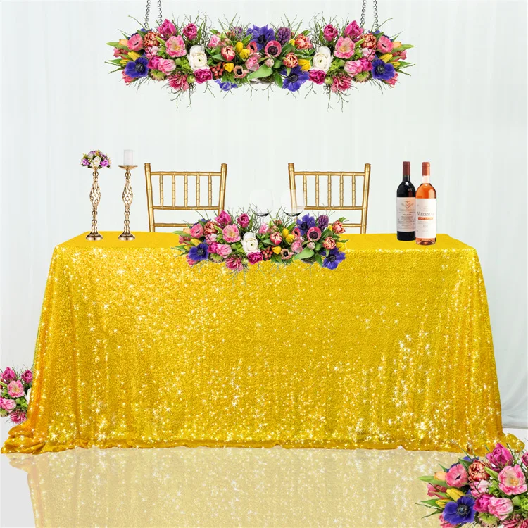 

Gold Sequin Tablecloth Wedding Party Tablecloth Decor Rectangle Sequin Table Cloth Birthday Sequin Embroidered Tablecloth