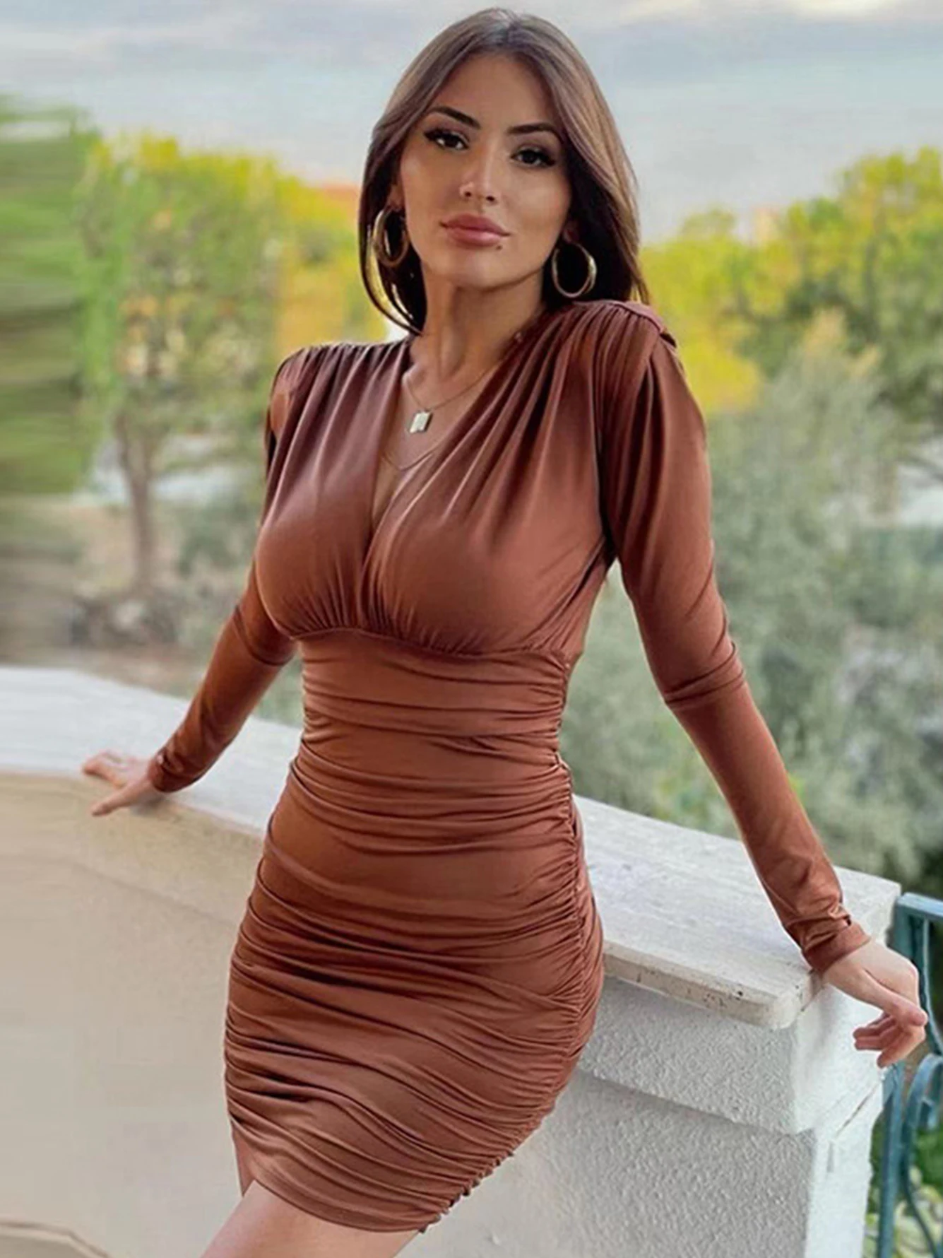 

Adyce/Модная Клубная верхняя одежда, женское платье 2022, Осень-зима, с длинным рукавом, сексуальное, с v-образным вырезом, Драпированное, мини, эл...