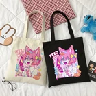 Холщовая Сумка в стиле японского мультфильма, повседневная женская сумка в стиле хип-хоп, аниме, Harajuku y2k, Большая вместительная сумка-шоппер, кавайные Наплечные сумки