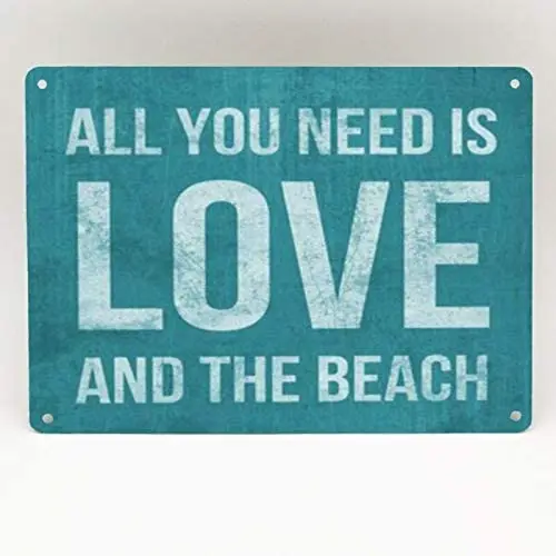 

Love and The Beach Theme Bathroom Kitchen Garden Aluminum Sign Metal Plate Decorative Sign Home Decor