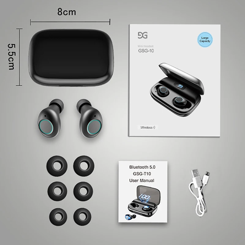 2019 TWS Bluetooth наушники 5 0 6D стерео беспроводные IPX6 водонепроницаемая Спортивная