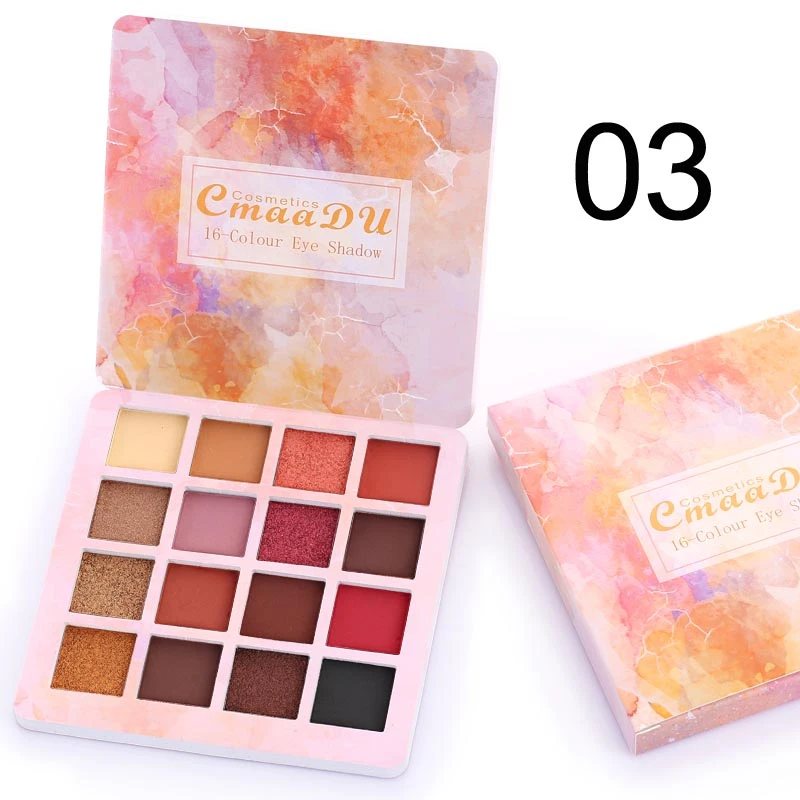 New 16 colors Eyeshadow Palette Eye Makeup Glitter Matte Shadow Long-lasting Make Up Cosmetic Waterproof Women |