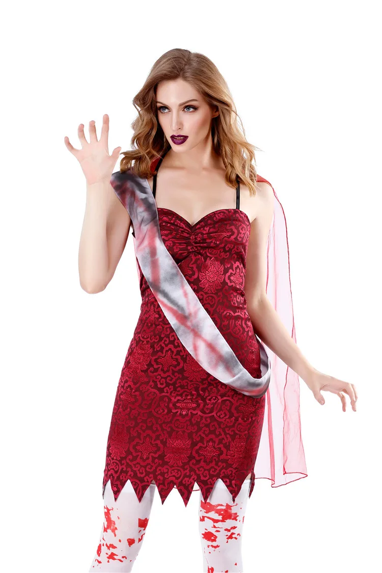 3 шт./компл. красный зомби обряд девушка Косплэй костюмы на Хэллоуин для Для