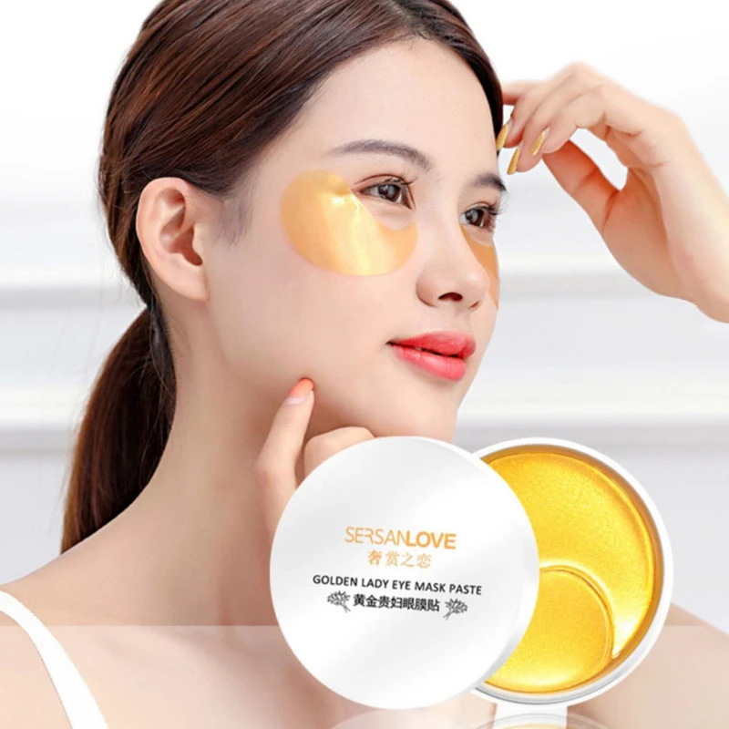 

60pcs Eyes Masks 24K Gold Crystal Collagen Gel Eye Patches Sleep Mask Remover Wrinkle Bag Eye Dark Circles Eyes Care TSLM1