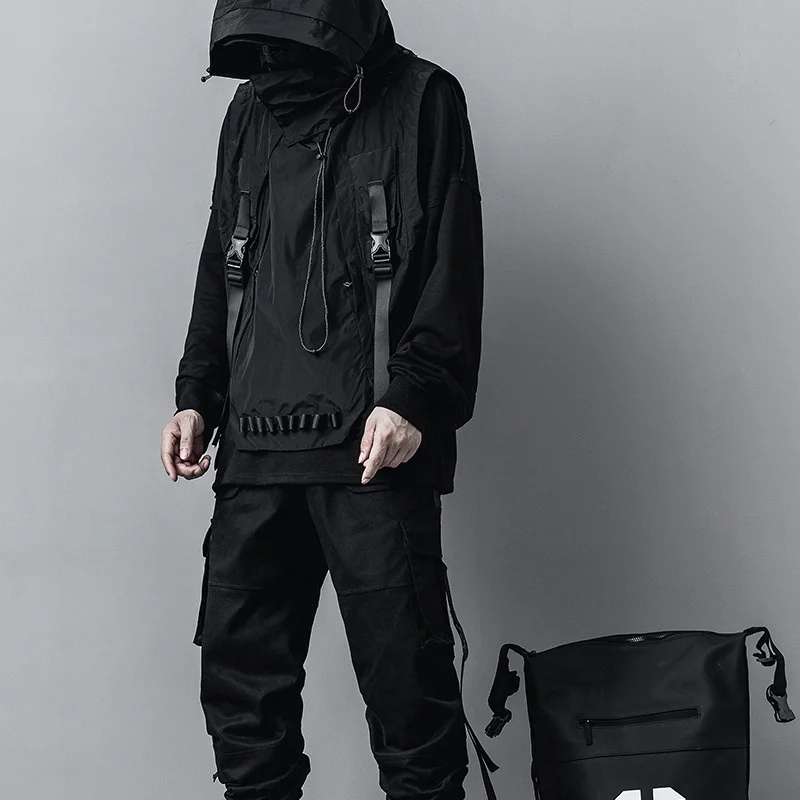 

2019 men's and women's tooling fashion trend tactical vest function trend hip hop multi bag sleeveless vest