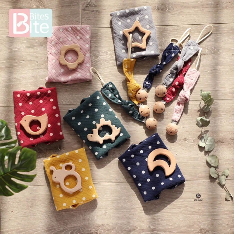 3 шт./компл. детские нагрудники в горошек тканевая бандана цепочка для пустышки с