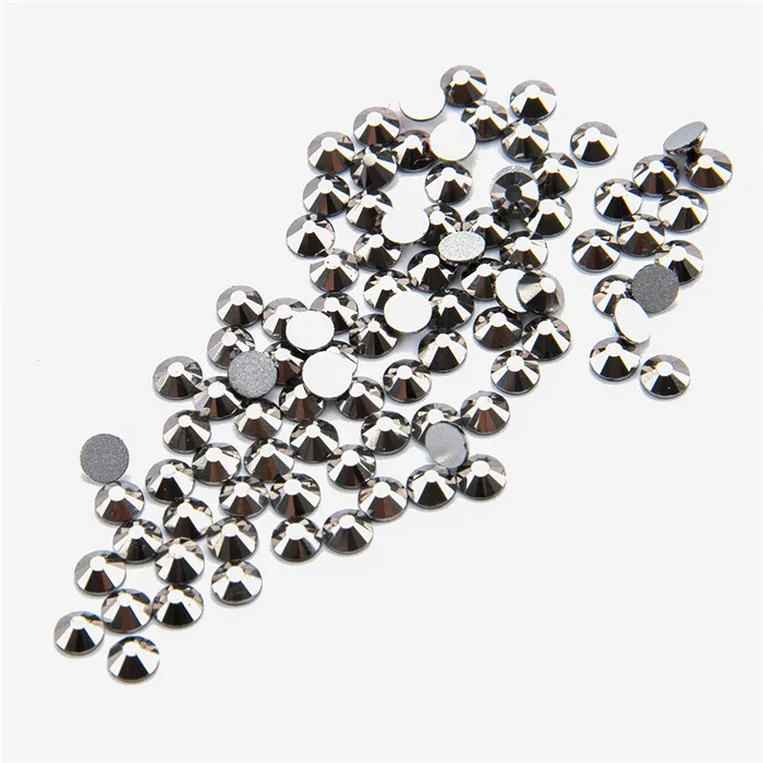 Jet Hematite Стразы высшего качества без горячей фиксации, SS3-SS40, все размеры AB/прозрачные разноцветные стеклянные хрустальные камни для украшения одежды - Цвет: Jet Hematite