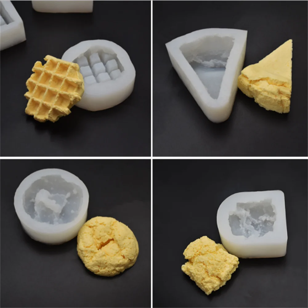 3D Ins Simulation Large Waffle Candle Silicone Molds DIY Cookies Croissant Donut Handmade Making Wax Cake Plaster Mould Baking | Дом и сад