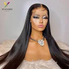 Парик YUANMEI бразильский прямой на сетке спереди, 13X4X1 T часть на сетке, передний al парик, 30 дюймов, парики из человеческих волос для женщин, парик на сетке