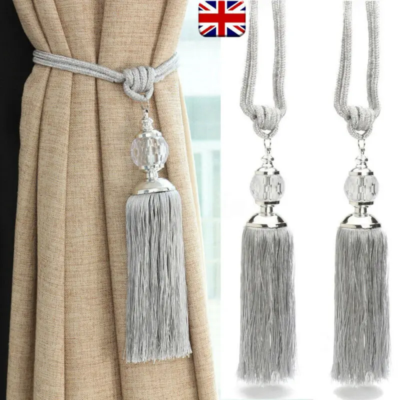 Зажимы для штор 2 шт. зажимы шнурков с кисточками и бусинами хрустальным шариком