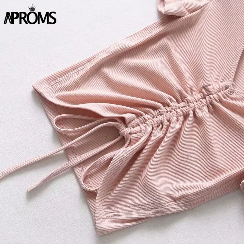 Женский укороченный топ на бретельках Aproms с v образным вырезом и завязками