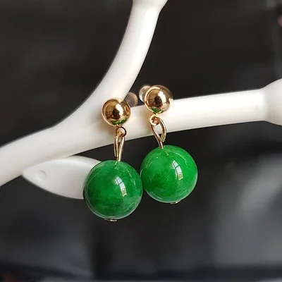 

Серьги из серебра 925 пробы, игольчатые золотые серьги с нефритовым камнем, 14 карат в сумке, ювелирные украшения из драгоценных камней