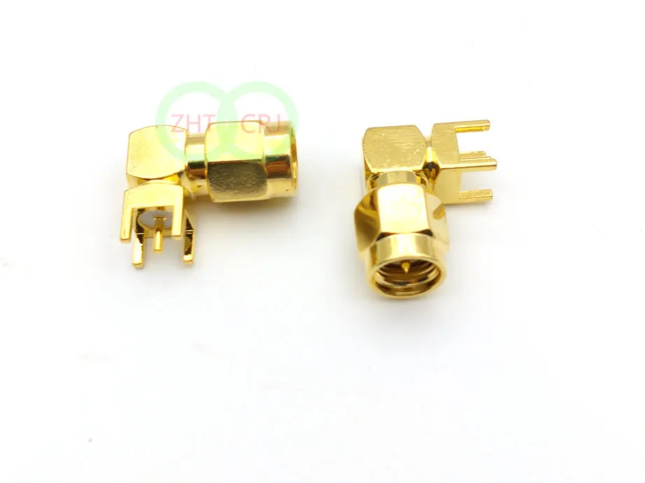 Позолоченный разъем SMA штекер прямоугольный сквозное отверстие монтаж печатной