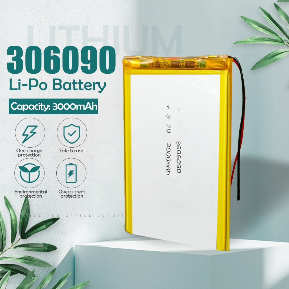

3.7V 3000mah 306090 lithium polymer battery For Tablet mobile power Bluetooth Headset MP4 MP5 GPS PSP MID Rechargeable