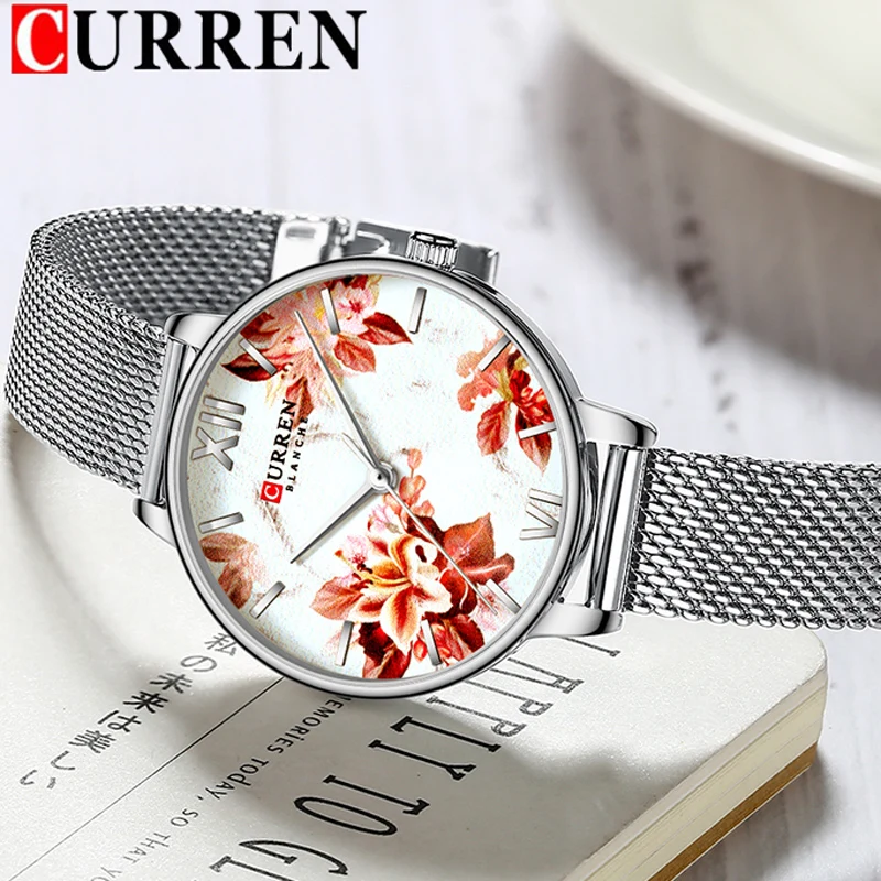 Часы CURREN женские наручные водонепроницаемые брендовые Роскошные модные с