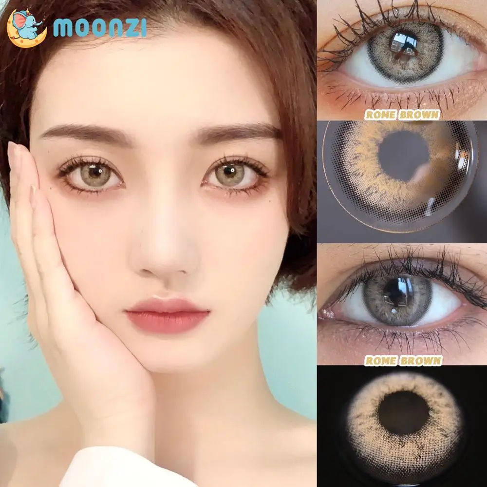 

MOONZI ROME Brown Cat Soft Contact Lens Small Pupil Colored Contact Lenses For Eyes Yearly Degrees 2pcs/pair Myopia Prescription