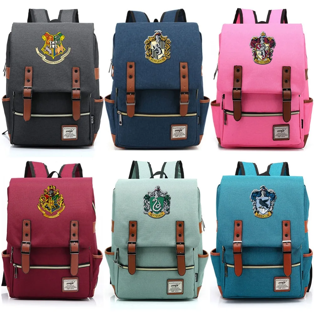 Волшебный Хогвартс Ravenclaw Слизерин Гриффиндор для мальчиков и девочек портфели для подростков школьные сумки холщовые женские сумки рюкзак мужской рюкзак